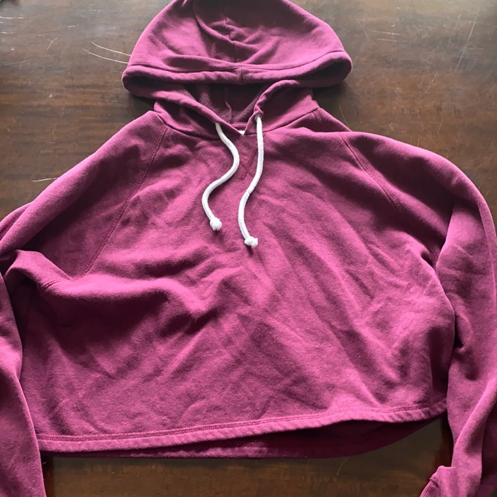 Maroon/Light Purple Cropped Hoodie